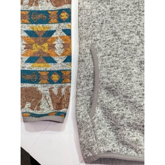 SIMPLY SOUTHERN Snap Neck Pullover "Southern Bear" Small Smoke Pockets Aztec EUC - Picture 5 of 15